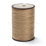 Round Waxed Polyester Thread String, Micro Macrame Cord, Twisted Cord, for Leather Sewing Stitching, Tan, 0.55mm, about 131.23 yards(120m)/roll(YC-D004-02C-138)
