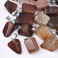 Natural Carnelian//Red Agate Pendants, with Stainless Steel Snap On Bails, Nuggets, 15~35x10~20x5~15mm, Hole: 3x7.5mm(G-Q996-18)