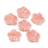 Synthetic Coral Beads, Dyed, Flower, Light Salmon, 26x27x4mm, Hole: 1.6mm(CORA-D033-02)