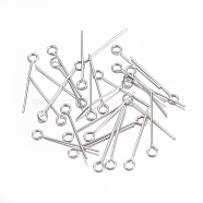 304 Stainless Steel Eye Pins, Stainless Steel Color, 19.5~20mm, Hole: 2mm, Pin: 0.5mm(STAS-O105-01P-0.6x20mm)