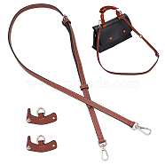 Leather Bag Handles & Undamaged Bag Triangle Buckle Connector, No Punch Detachable Bag Handle Cover, Saddle Brown, 97.7~127x1.2x0.3cm(FIND-WH0191-13A)