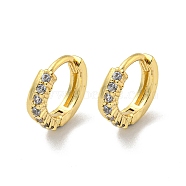 Brass Micro Pave Cubic Zirconia Hoop Earring, Real 18K Gold Plated, Round, 12x3mm(EJEW-C088-04C-G)