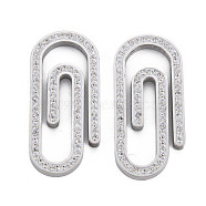 201 Stainless Steel Link, with Crystal Rhinestone, Pin, Stainless Steel Color, 35x16x3mm(STAS-N095-40B-01P)