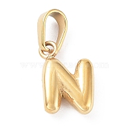 316L Surgical Stainless Steel Charms, Letter Charm, Golden, Letter N, 10x6.5x2.5mm, Hole: 2.5x4.5mm(STAS-G315-01G-N)
