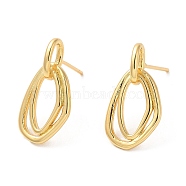 Rack Plating Brass Twist Oval Dangle Stud Earrings, Lead Free & Cadmium Free, Real 18K Gold Plated, 20.5x11mm(EJEW-D061-35G)