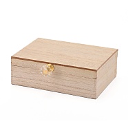 Rectangle Mr and Mrs Wooden Rustic Wedding Double Ring Box, with Burlap Pillow Lining, Wedding Decor for Ceremony, BurlyWood, 15.3x13.2x5.1cm(OBOX-K002-01)