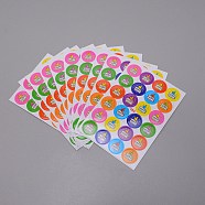 Encourage Theme Self-Adhesive Paper Gift Stickers For Kids, Flat Round with Word WELL DONE & Thumbs Up Sign Pattern, Colorful, 14.2x9.6x0.02cm, Sticker: 20mm, 24pcs/sheet, 10sheets/bag(DIY-WH0196-68)