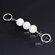 Alloy Bag Extender Chain, with Polymer Clay Rhinestone Beads & Spring Gate Ring Clasp, Bag Strap Extender Replacement, White, 14.5cm(FIND-WH0082-44)