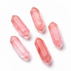 Watermelon Stone Glass Beads, No Hole, Faceted, Bullet, Hot Pink, 22~23x6x6mm(G-K330-19F)