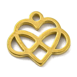 Laser Cut 304 Stainless Steel Charms, Heart with Infinity Charms, Golden, 9x10x1mm, Hole: 1.2mm(STAS-G323-03G)