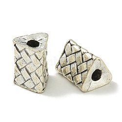 Tibetan Style Alloy European Beads, Cadmium Free & Lead Free, Large Hole Beads, Antique Silver, Triangle, 12.5x12.5x16.5mm, Hole: 4mm, about 120pcs/1000g(FIND-U015-12AS-02)