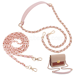 WADORN 2Pcs 2 Styles Purse Chains, PU Imitation Leather Bag Straps, with Alloy Chain & Swivel Clasp, Pearl Pink, 113~122x0.8~1.9x0.3~0.6cm, 1pc/style(DIY-WR0003-26C)