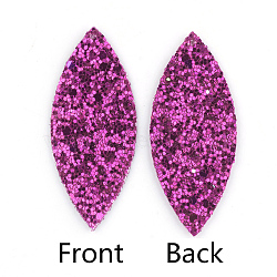 PU Leather Big Pendants, with Sequins, Horse Eye, Magenta, 59.5x25x2mm, Hole: 1.5mm(FIND-T020-014C)