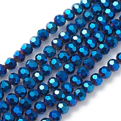 Electroplate Glass Beads Strands, Faceted, Rondelle, Blue, 5x6mm, Hole: 1.2mm, about 95pcs/strand, 20.87''(53cm)(EGLA-K015-09A)
