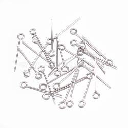 Tarnish Resistant 304 Stainless Steel Eye Pins, Stainless Steel Color, 19.5~20mm, Hole: 2mm, Pin: 0.5mm(STAS-O105-01P-0.6x20mm)