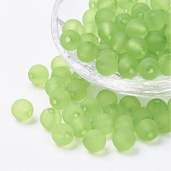 Transparent Acrylic Beads, Round, Frosted, Light Green, 4mm, Hole: 1mm, about 14000pcs/500g(PL704-C46)