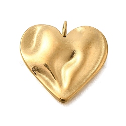 PVD Vacuum Plating 201 Stainless Steel Pendants, Heart Charm, Real 18K Gold Plated, 19x20x4mm, Hole: 2mm(STAS-C111-33G)