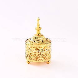 Iron Incense Burners Tower Censer Holder, Hollow Buddhism Aromatherapy Furnace Home Decor , Golden, 78x130mm(PW23011800748)