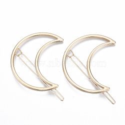 Alloy Hollow Geometric Hair Pin, Ponytail Holder Statement, Hair Accessories for Women, Cadmium Free & Lead Free, Moon, Golden, 53x42mm, Clip: 62~64x4mm(PHAR-N005-013G)
