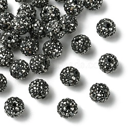 30Pcs Pave Disco Ball Beads, Polymer Clay Rhinestone Beads, Round, Heliotrope, PP13(1.9~2mm), 6 Rows Rhinestone, 10mm, Hole: 1.5mm(RB-YW0001-14N)