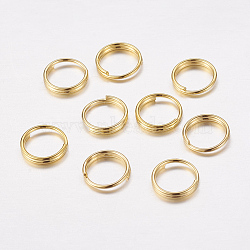 Brass Split Rings, Double Loops Jump Rings, Golden, 7x1.2mm, about 5.8mm inner diameter, about 252pcs/20g(X-JRDC7MM-G)