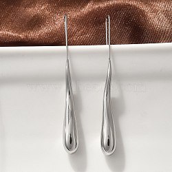 304 Stainless Steel Dangle Earrings, Teardrop, Stainless Steel Color, 66.5x7.5mm(EJEW-U048-01P)