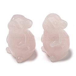 Natural Rose Quartz Carved Healing Mouse Figurines, Reiki Energy Stone Display Decorations, 38~39x23~24x24~26mm(DJEW-D012-02F)