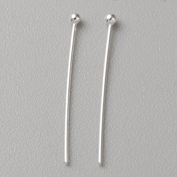 925 Sterling Silver Ball Head Pins, for Jewelry Making, Silver, 24 Gauge, 21x0.5mm, Head: 1.5mm