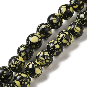 Synthetic Gemstone Dyed Beads Strands, Round, Champagne Yellow, 10mm, Hole: 1.6mm, about 38pcs/strand, 14.76''(37.5cm)