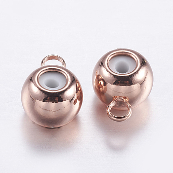 Brass Tube Bails, Loop Bails, with Rubber, Barrel, Rose Gold, 7x5x3.5mm, Hole: 0.7mm, Inner Diameter: 1.5mm