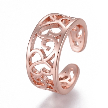 Adjustable Brass Toe Rings, Open Cuff Rings, Open Rings, Hollow, Rose Gold, US Size 3(14mm)