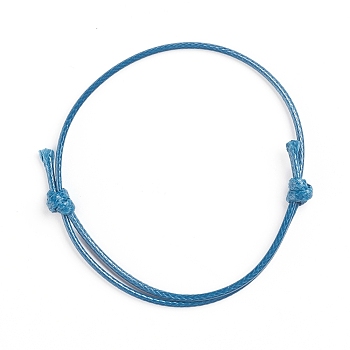 Korean Waxed Polyester Cord Bracelet Making, Marine Blue, Adjustable Diameter: 40~70mm