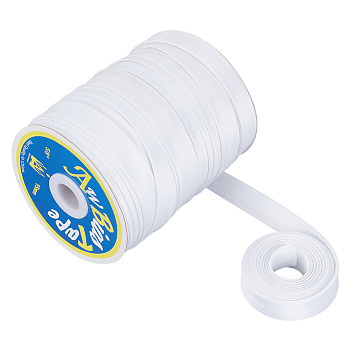 50M Polyester Fold Over Ribbons, Flat, White, 5/8 inch(16mm), about 54.68 Yards(50m)/Roll