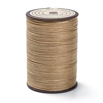 Round Waxed Polyester Thread String, Micro Macrame Cord, Twisted Cord, for Leather Sewing Stitching, Tan, 0.55mm, about 131.23 yards(120m)/roll