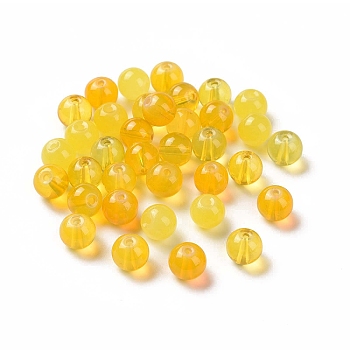 Transparent Baking Painted Glass Beads Strands, Imitation Opalite, Round, Yellow, 8mm, Hole: 1.4mm, about 1428pcs/1000g