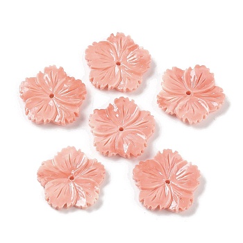 Synthetic Coral Beads, Dyed, Flower, Light Salmon, 26x27x4mm, Hole: 1.6mm