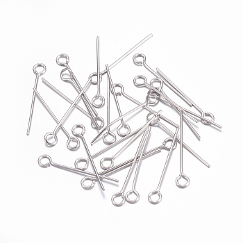 304 Stainless Steel Eye Pins, Stainless Steel Color, 19.5~20mm, Hole: 2mm, Pin: 0.5mm