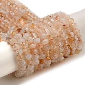 Natural Citrine Beads Strands, Faceted, Rondelle, 4x3mm, Hole: 0.6mm, about 138pcs/strand, 15.39''(39.1cm)