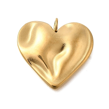 PVD Vacuum Plating 201 Stainless Steel Pendants, Heart Charm, Real 18K Gold Plated, 19x20x4mm, Hole: 2mm