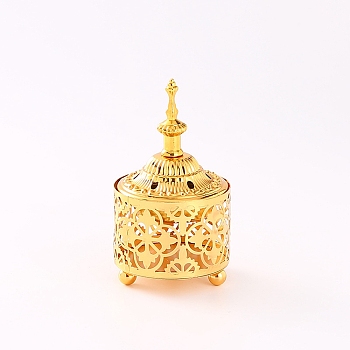 Iron Incense Burners Tower Censer Holder, Hollow Buddhism Aromatherapy Furnace Home Decor , Golden, 78x130mm
