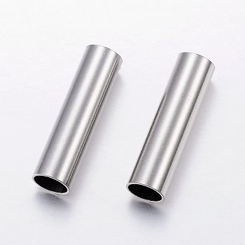 304 Stainless Steel Tube Beads, Stainless Steel Color, 30x8mm, Hole: 7mm