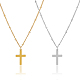 2pcs 2 couleurs 304 collier pendentif croix en acier inoxydable avec chaînes satellites(NJEW-FI0001-48)-8