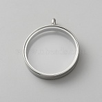 304 Stainless Steel Locket Pendants, with Glass, DIY Accessories for Jewelry Pendant Making, Flat Round Charm, Stainless Steel Color, 41x34x6mm, Hole: 5mm, Inner Diameter: 30mm(STAS-WH0033-76C-P)