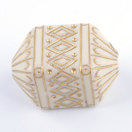 Plating Acrylic Beads, Golden Metal Enlaced, Beige, 26.5x16x16mm, Hole: 3mm(X-PACR-Q102-156A)