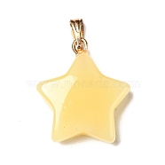 Glass Pendants, with Golden Plated Iron Findings, Star, Light Khaki, 23x20x6mm, Hole: 6x2mm(GLAA-A004-01A)