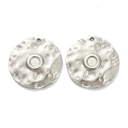 304 Stainless Steel Pendant Cabochon Settings, Flat Round, Stainless Steel Color, Tray: 3mm, 19.5x2mm, Hole: 1.2mm(STAS-P279-19P)