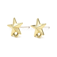 Alloy Stud Earrings Findings, with 925 Sterling Silver Pins and Loops, Star, Golden, 10x10mm, Hole: 1.4mm, Pin: 0.7mm(PALLOY-F278-02G)