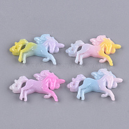 Resin Cabochons, with Glitter Powder, Unicorn, Mixed Color, 22x36x5mm(CRES-T010-67)
