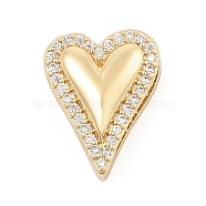 Brass Micro Pave Clear Cubic Zirconia Slide Charms, Long-Lasting Plated, Heart, Golden, 14x11.5x5mm, Hole: 11x1.5 and 6x1.5mm(ZIRC-I068-30G)