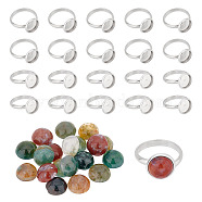 DIY Gemstone Finger Ring Making Kit, Including Half Round Natural Indian Agate Cabochons, Adjustable 304 Stainless Steel Cuff Ring Settings, Stainless Steel Color, 40Pcs/box(DIY-AR0003-04)